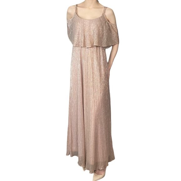 𝅺CAITLIN Ruffle Maxi Dress Magic Mauve Glimmer Show Me Your Mumu Small - Picture 3 of 10